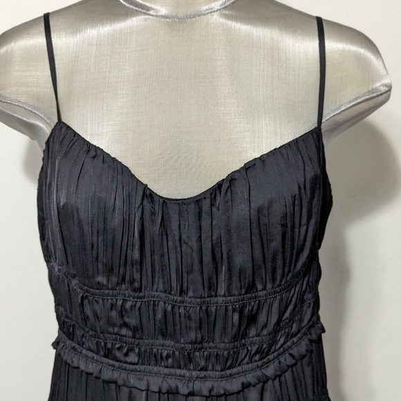 Anthropologie Ruched Black Slip Dress Size 8 - Picture 2 of 9